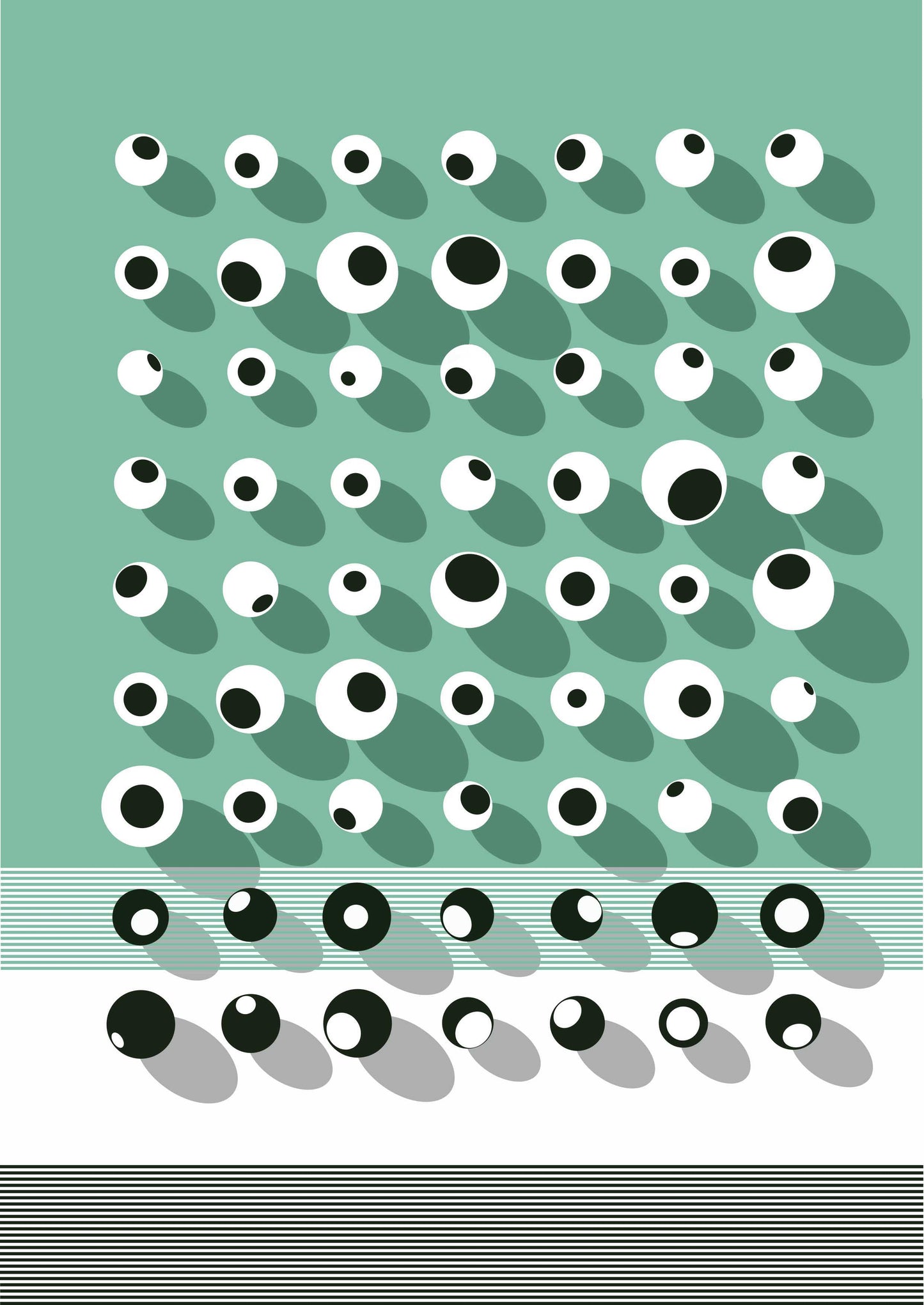 Affiche géométrique apaisante dans les tons verts