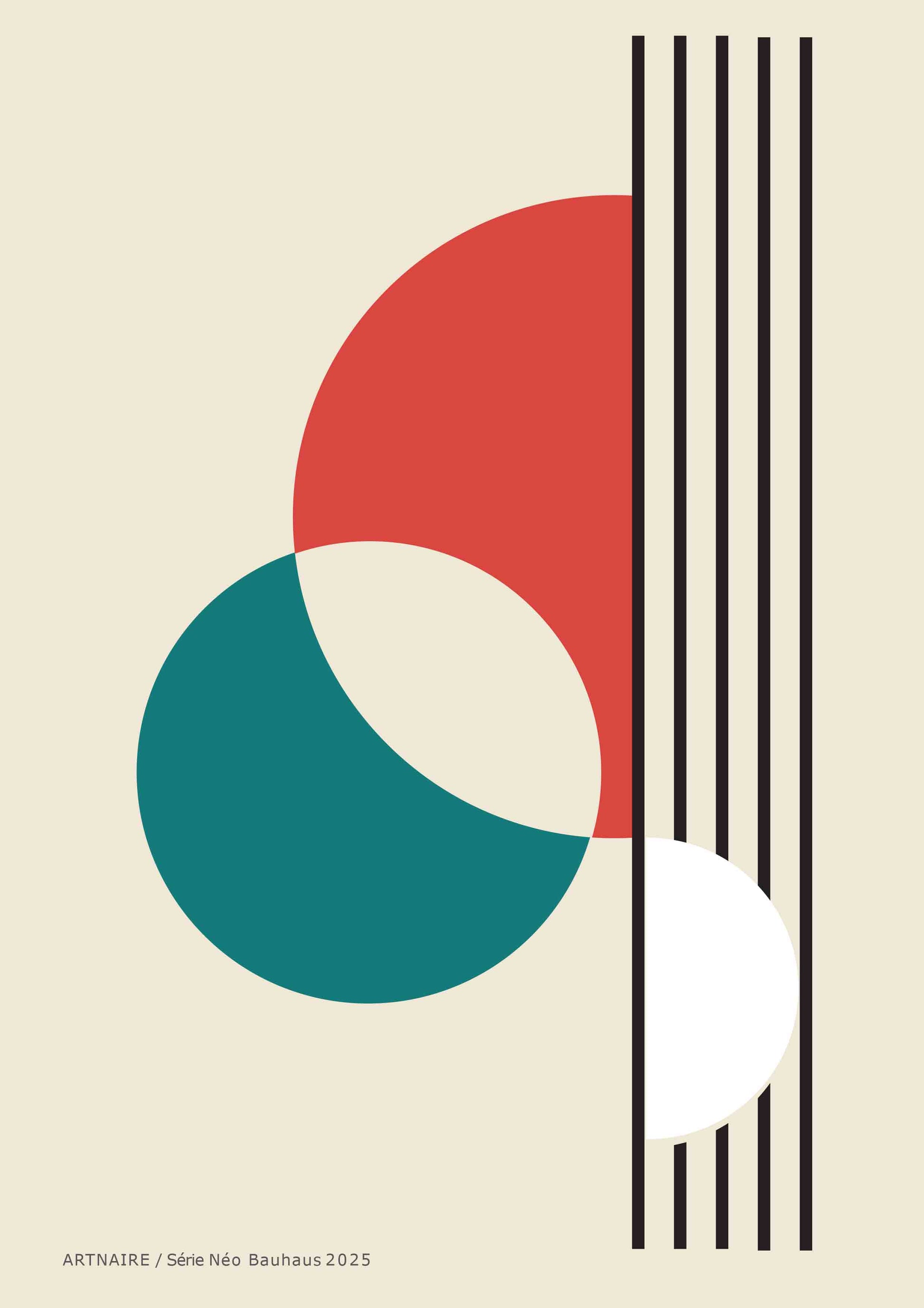 affiche graphique cercles rouge et vert et lignes noires