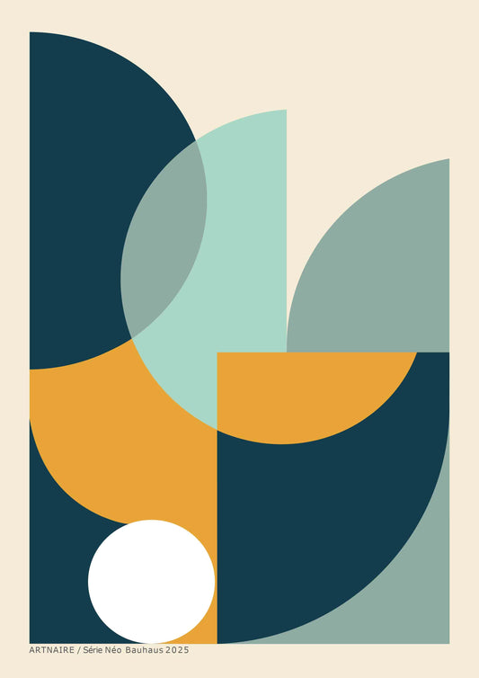 affiche design minimaliste couleur ocre et bleu