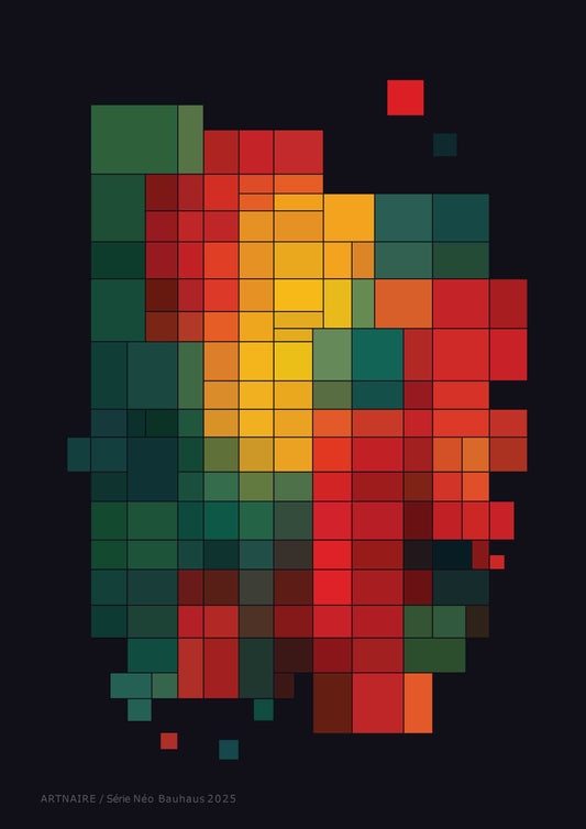 décoration murale graphique et colorée sur fond noir