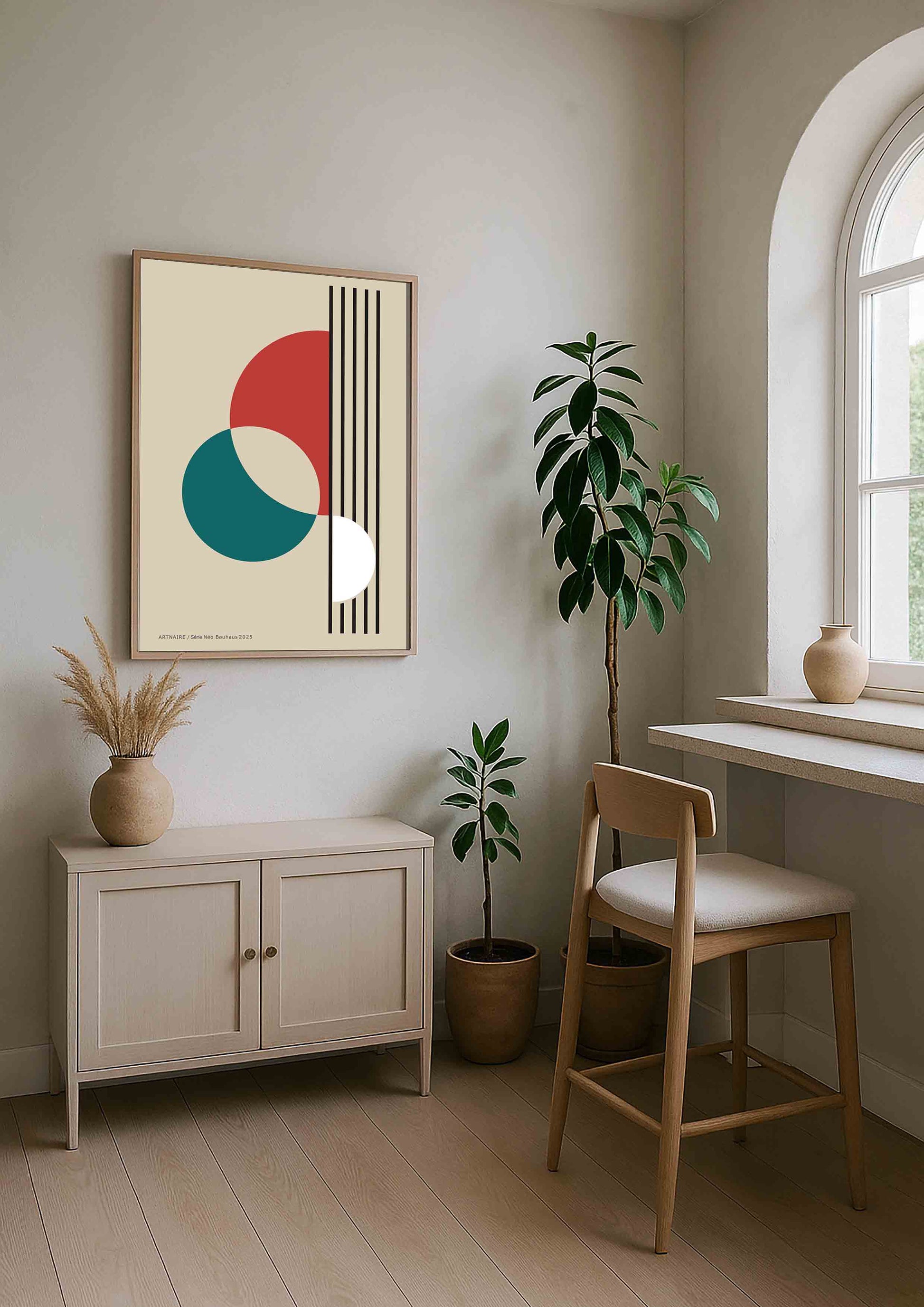 Décoration murale contemporaine au 'dessus d'une console