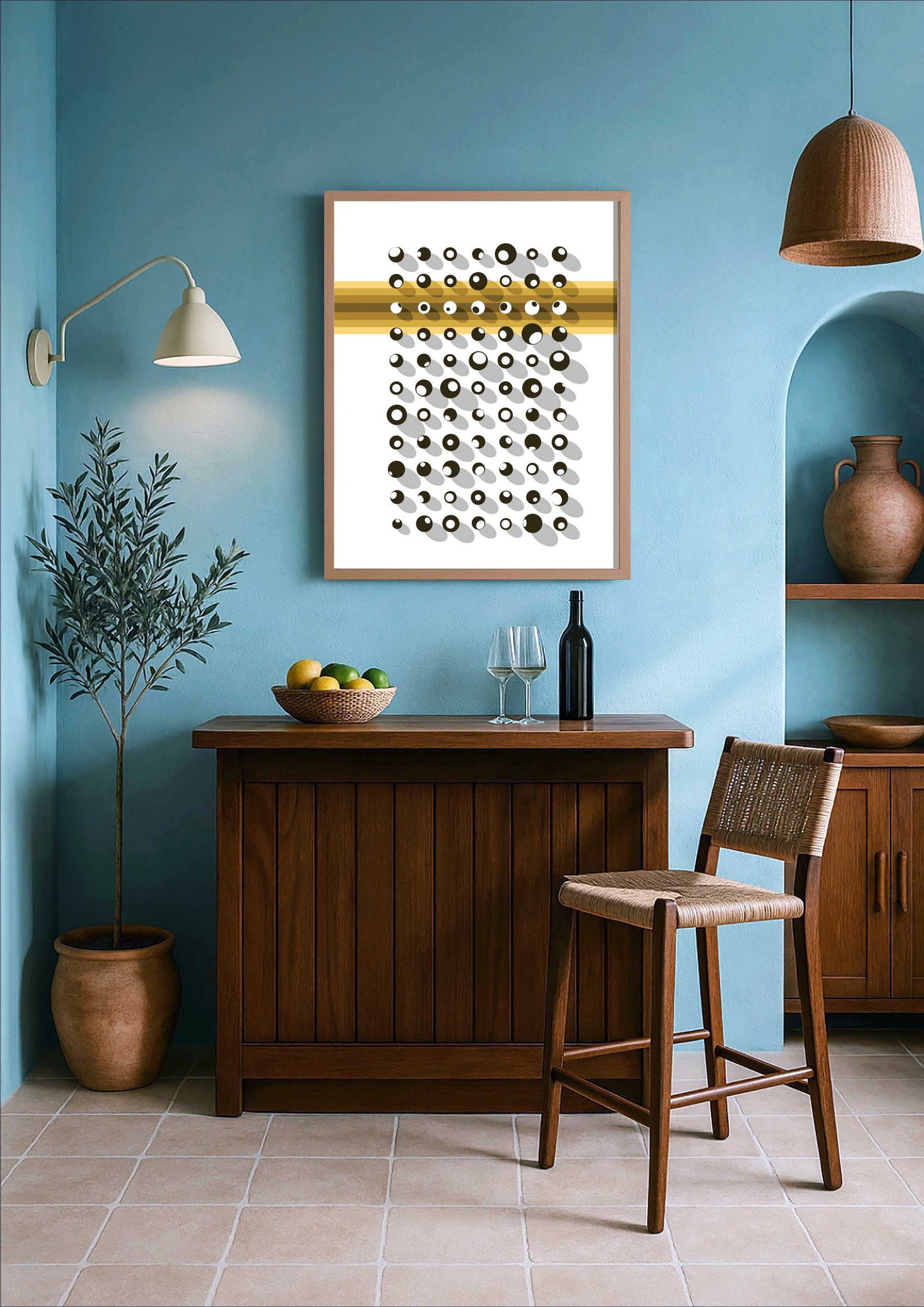 Affiche aux formes géométriques arrondies encadrée