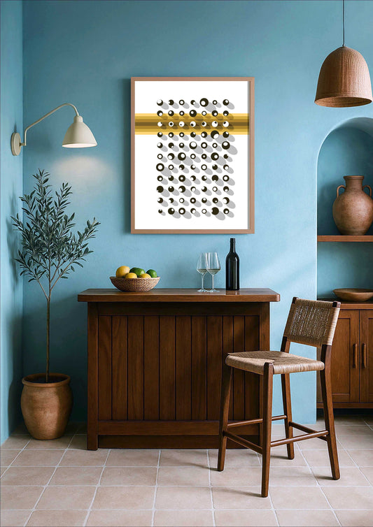 Affiche aux formes géométriques arrondies encadrée