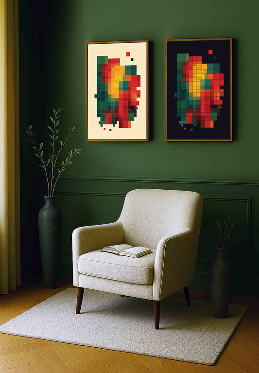 Duo d'affiches d’art géométrique