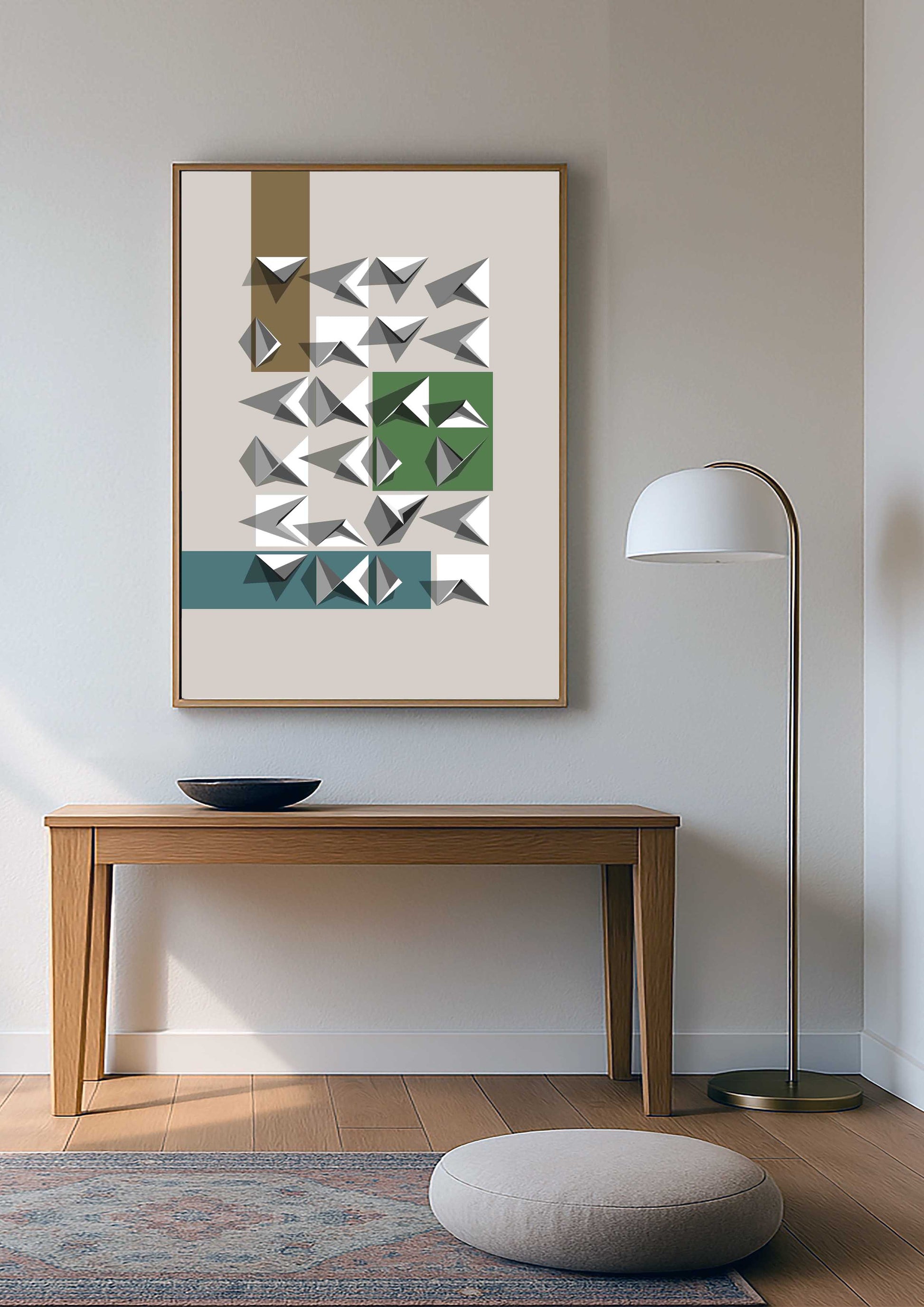 Décoration minimaliste au-dessus d'une console