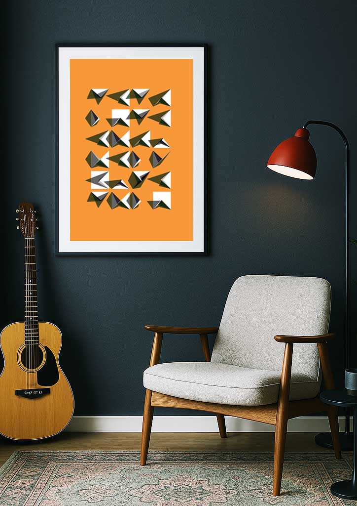 Décoration orange illuminant le mur