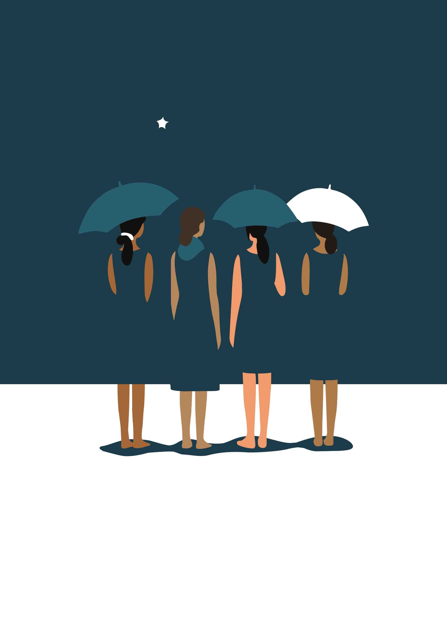 Affiche minimaliste femmes nuit ciel étoilé