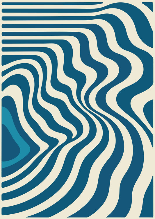 Affiche art contemporain dans les tons bleu profond