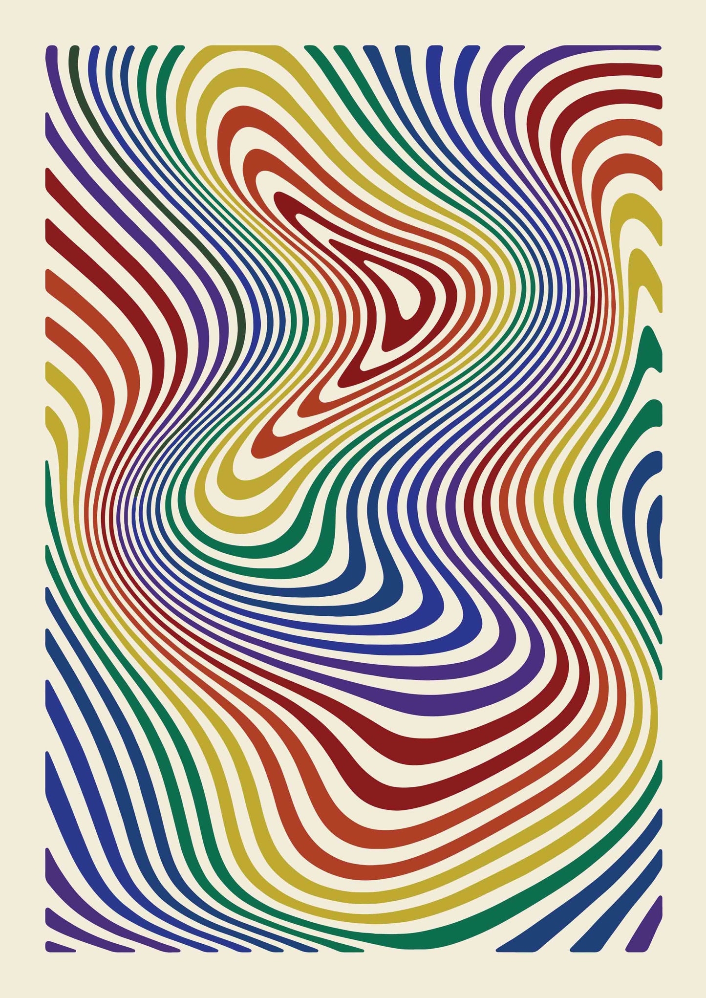 Affiche art abstrait colorée aux mouvements psychédéliques