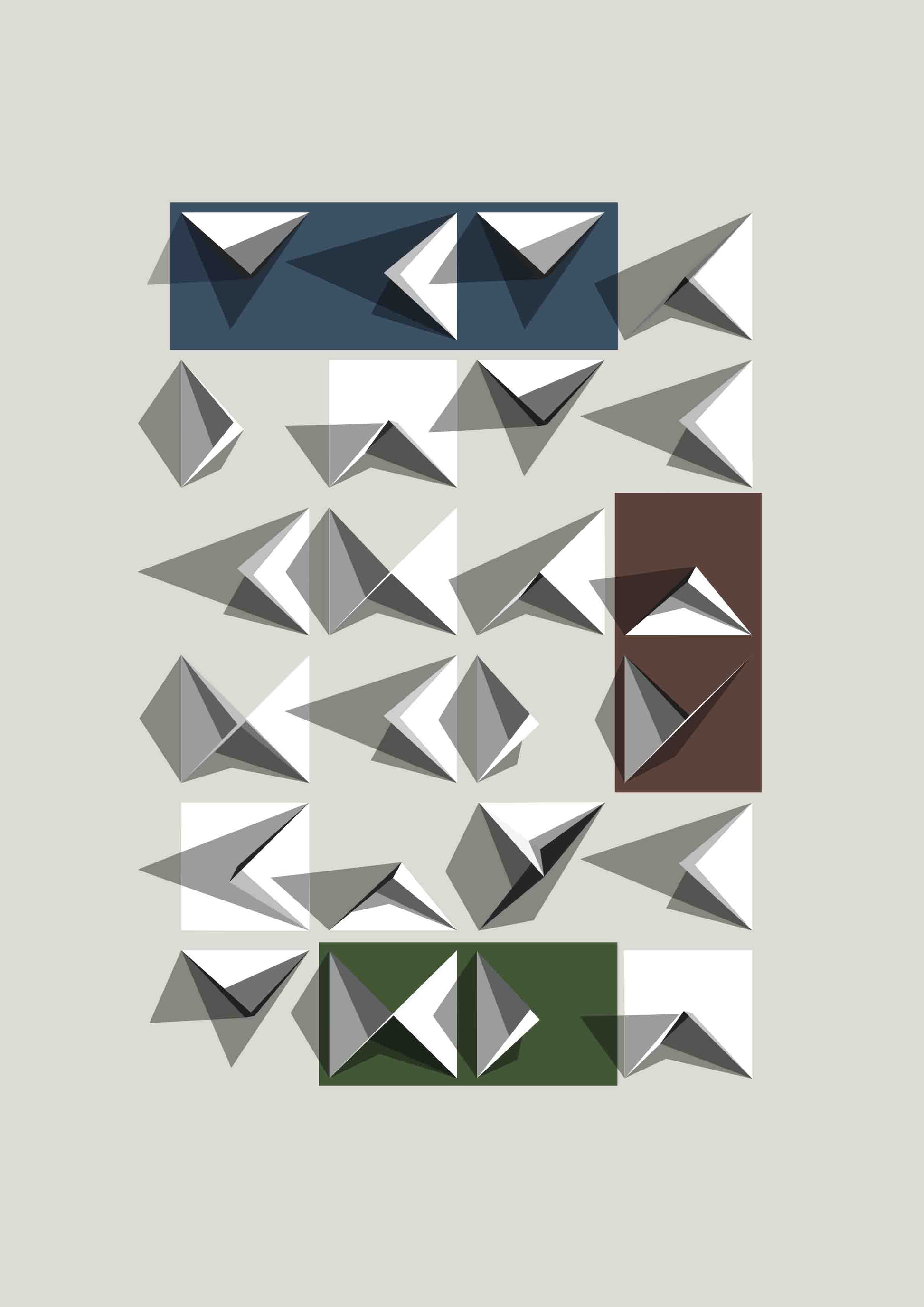 Poster avec des formes triangulaires aux ombres portées