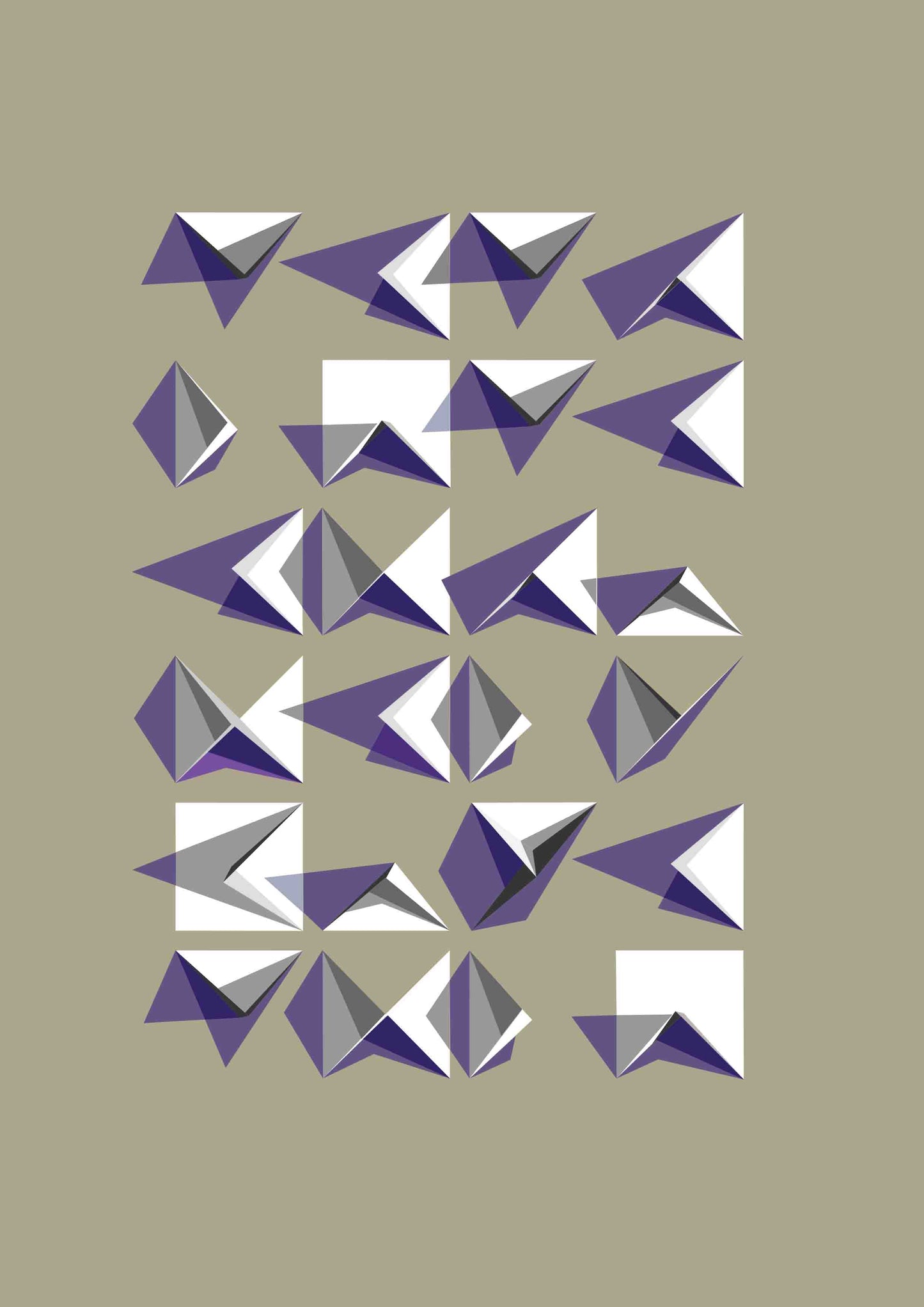 Affiche art contemporain nuances beige, violet et blanc